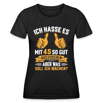 45. Geburtstag Mann Frau 45 Jahre - Frauen Funktions-T-Shirt - Schwarz - Vorne - AI Model Female 172 light (172cm)