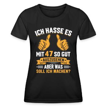 47. Geburtstag Mann Frau 47 Jahre - Frauen Funktions-T-Shirt - Schwarz - Vorne - AI Model Female 172 light (172cm)