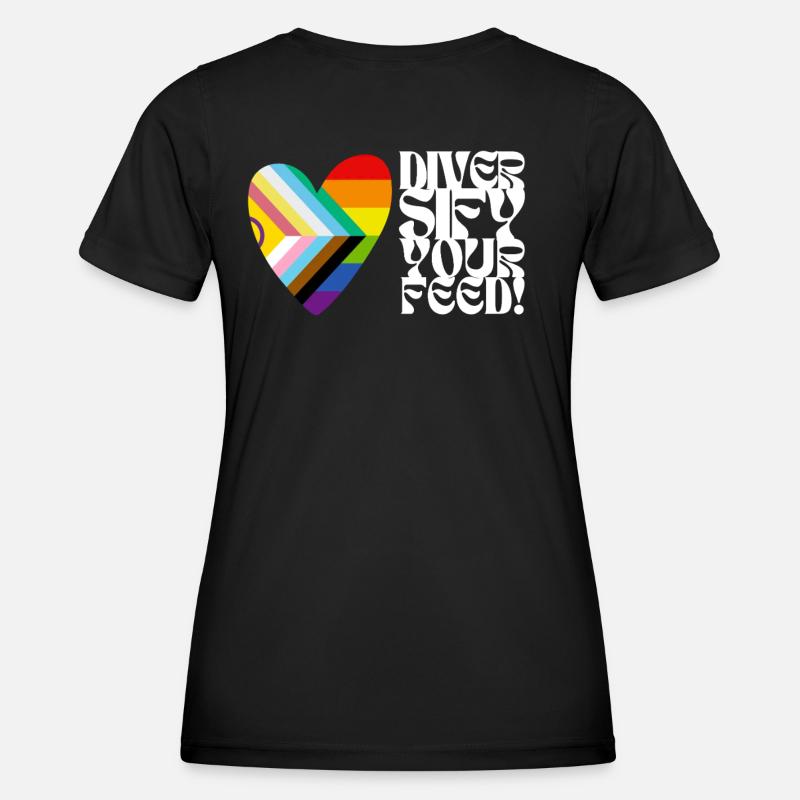 🌈♿ Diversify Your Feed–Progress Pride&Disability - Women's Functional T-Shirt - black