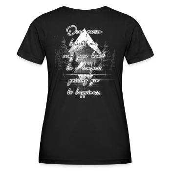Spruch für die Person Hinter Dir Glück Berg Grafik - Frauen Funktions-T-Shirt - Schwarz - Hinten - AI Model Female 172 light (172cm)