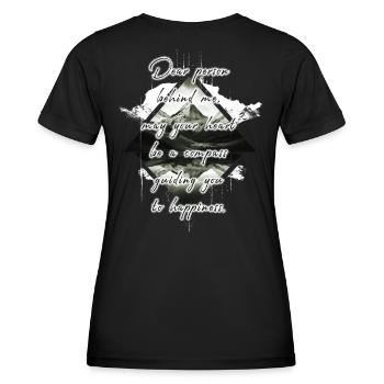 Spruch für die Person Hinter Dir Glück Berg Grafik - Frauen Funktions-T-Shirt - Schwarz - Hinten - AI Model Female 172 light (172cm)