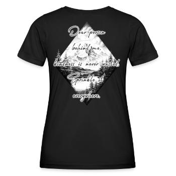 Spruch für die Person Hinter Dir Freundlichkeit - Frauen Funktions-T-Shirt - Schwarz - Hinten - AI Model Female 172 light (172cm)