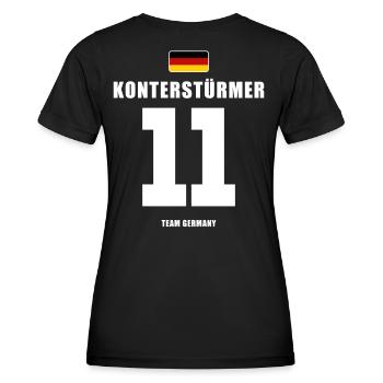 Deutschland Fussball Konterstürmer Fußball - Frauen Funktions-T-Shirt - Schwarz - Hinten - AI Model Female 172 light (172cm)