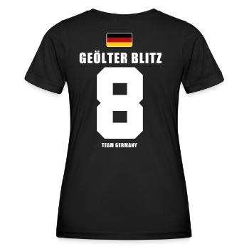 Deutschland Fussball Geölter Blitz Fußball - Frauen Funktions-T-Shirt - Schwarz - Hinten - AI Model Female 172 light (172cm)