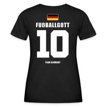Deutschland Fussball Gott Nr.10 Fußball - Frauen Funktions-T-Shirt - Schwarz - Hinten - AI Model Female 172 light (172cm)
