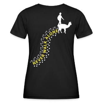 Frau & Alpaka Never walk alone - Frauen Funktions-T-Shirt - Schwarz - Hinten - AI Model Female 172 light (172cm)