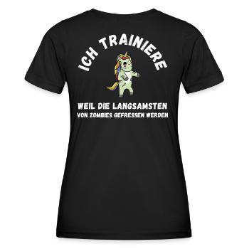 Zombie Training Einhorn lustig Schrift Fitness - Frauen Funktions-T-Shirt - Schwarz - Hinten - AI Model Female 172 light (172cm)