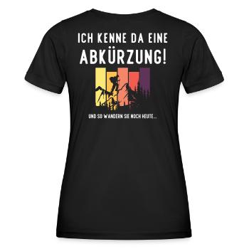 Wandern Ich kenne da eine Abkürzung Schrift lustig - Frauen Funktions-T-Shirt - Schwarz - Hinten - AI Model Female 172 light (172cm)