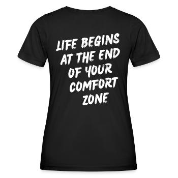 Life begins at the end of your comfort zone - Frauen Funktions-T-Shirt - Schwarz - Hinten - AI Model Female 172 light (172cm)