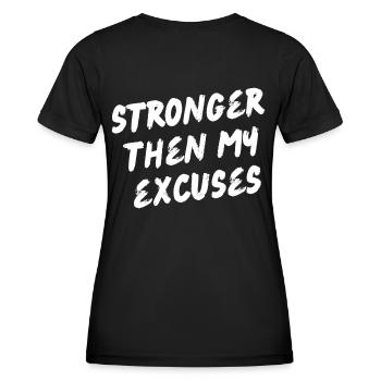 Stronger then my excuses - Motivation - Frauen Funktions-T-Shirt - Schwarz - Hinten - AI Model Female 172 light (172cm)