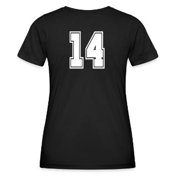 14 Rückennummer Collegestyle Football Fußball Zahl - Frauen Funktions-T-Shirt - Schwarz - Hinten - AI Model Female 172 light (172cm)