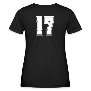 17 Rückennummer Collegestyle Football Fußball Zahl - Frauen Funktions-T-Shirt - Schwarz - Hinten - AI Model Female 172 light (172cm)