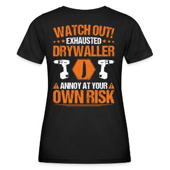 Drywall fitter Drywaller - Women's Functional T-Shirt - black - Back - AI Model Female 172 light (172cm)