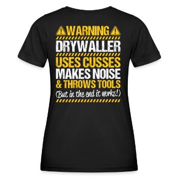 Drywall fitter Drywaller - Women's Functional T-Shirt - black - Back - AI Model Female 172 light (172cm)