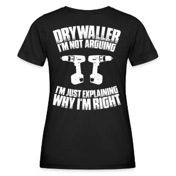 Drywall fitter Drywaller - Women's Functional T-Shirt - black - Back - AI Model Female 172 light (172cm)