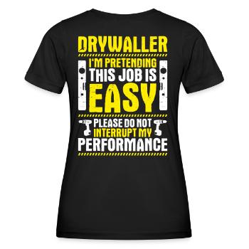 Drywall fitter Drywaller - Women's Functional T-Shirt - black - Back - AI Model Female 172 light (172cm)