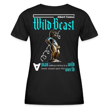 Ein Mensch ohne Ethik ist ein Tier. Blau - Frauen Funktions-T-Shirt - Schwarz - Hinten - AI Model Female 172 light (172cm)