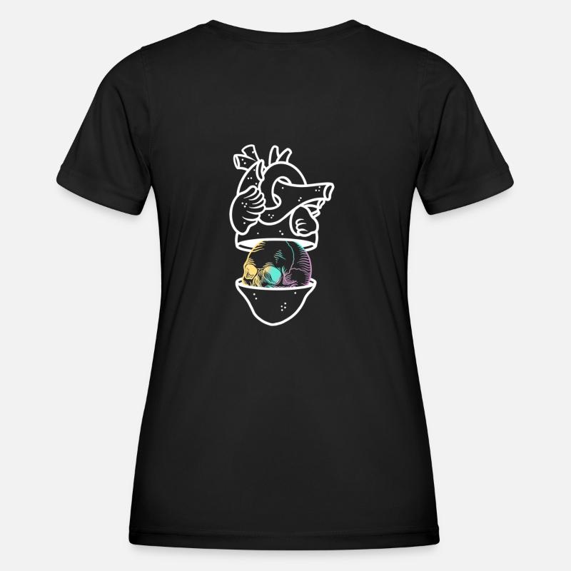 Heart Skull 2 white - Women's Functional T-Shirt - black