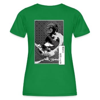 Bouddha et tsunami sur un temple - T-shirt sport Femme - vert - Dos - AI Model Female 172 dark (172cm)
