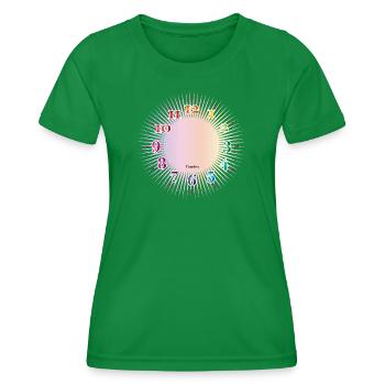 Dial with colorful numerals without clock hands - Women's Functional T-Shirt - kelly green - Front - AI Model Female 172 dark (172cm)