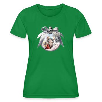 Kleines Kätzchen mit Vogel. - Frauen Funktions-T-Shirt - Kelly Green - Vorne - AI Model Female 172 dark (172cm)