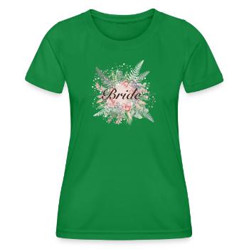 Brautstrauss in zarten Farbtönen mit Schriftzug - Frauen Funktions-T-Shirt - Kelly Green - Vorne - AI Model Female 172 dark (172cm)