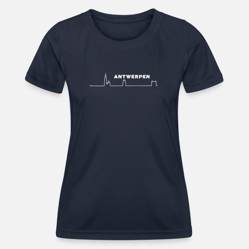 Antwerp Minimalist Skyline - Women's Functional T-Shirt - navy