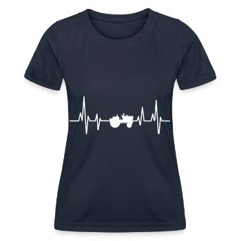 tractor farmer diesel heartbeat gift design - Women's Functional T-Shirt - navy - Front - AI Model Female 172 light (172cm)