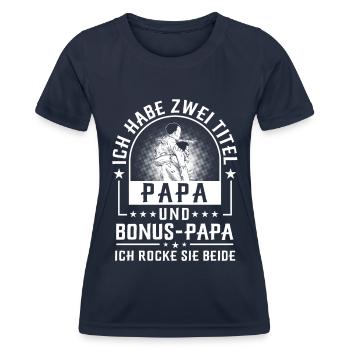 Bonus Papa - Frauen Funktions-T-Shirt - Navy - Vorne - AI Model Female 172 light (172cm)