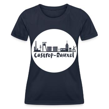 castrop-rauxel, skyline, cercle, coupe aux ciseaux, blanc - T-shirt sport Femme - bleu marine - Devant - AI Model Female 172 light (172cm)