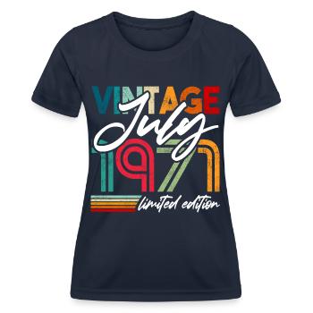 Vintage geboren Juli 1971 Geburtstag Juli 1971 - Frauen Funktions-T-Shirt - Navy - Vorne - AI Model Female 172 light (172cm)