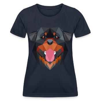 Rottweiler Geometric Art Pixel Art - Frauen Funktions-T-Shirt - Navy - Vorne - AI Model Female 172 light (172cm)