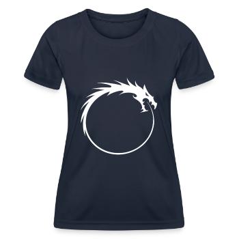 Ouroboros Drache beißt sich in den eigenen Schwanz - Frauen Funktions-T-Shirt - Navy - Vorne - AI Model Female 172 light (172cm)