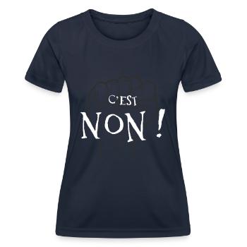 C'est non ! rebel manifestation - T-shirt sport Femme - bleu marine - Devant - AI Model Female 172 light (172cm)