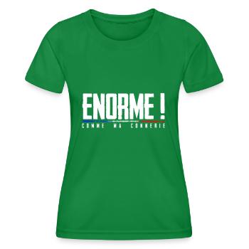 Enorme ! comme ma connerie humour made in Fr. - T-shirt sport Femme - vert - Devant - AI Model Female 172 dark (172cm)