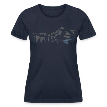 Giant's Causeway | Nordirland Lineart - Frauen Funktions-T-Shirt - Navy - Vorne - AI Model Female 172 light (172cm)