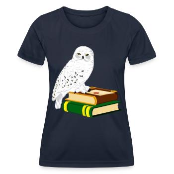 Schneeeule Bücher Zauberei - Frauen Funktions-T-Shirt - Navy - Vorne - AI Model Female 172 light (172cm)
