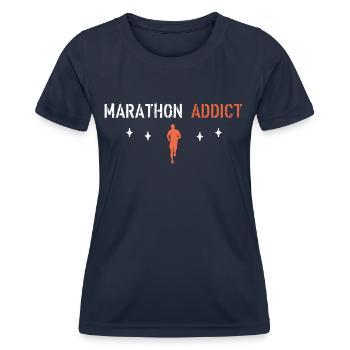 Marathon-Süchtiger - Frauen Funktions-T-Shirt - Navy - Vorne - AI Model Female 172 light (172cm)