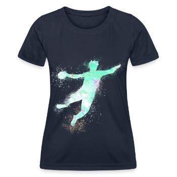 Handball, handballer, Beachhandball,Graffiti - Frauen Funktions-T-Shirt - Navy - Vorne - AI Model Female 172 light (172cm)