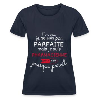 Pas parfaite mais Pharmacienne - T-shirt sport Femme - bleu marine - Devant - AI Model Female 172 light (172cm)
