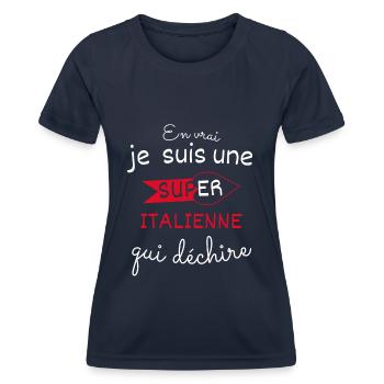 Super Italienne qui Déchire - T-shirt sport Femme - bleu marine - Devant - AI Model Female 172 light (172cm)