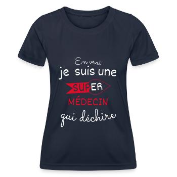 Super Médecin qui Déchire - T-shirt sport Femme - bleu marine - Devant - AI Model Female 172 light (172cm)