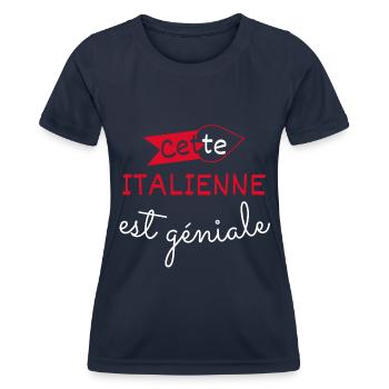 Italienne Géniale cadeau - T-shirt sport Femme - bleu marine - Devant - AI Model Female 172 light (172cm)