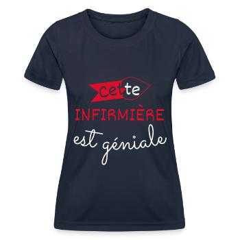 Infirmière Géniale cadeau - T-shirt sport Femme - bleu marine - Devant - AI Model Female 172 light (172cm)