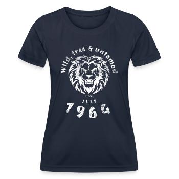 60e anniversaire Sauvage, libre et indompté depuis 07/1964 - T-shirt sport Femme - bleu marine - Devant - AI Model Female 172 light (172cm)