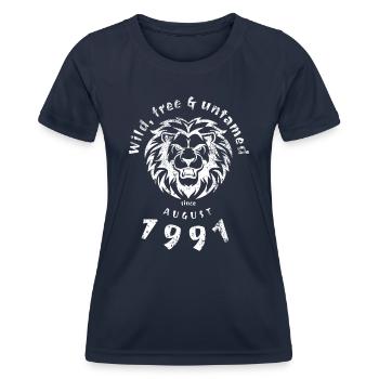 33. Geburtstag Wild, free & untamed since 08/1991 - Frauen Funktions-T-Shirt - Navy - Vorne - AI Model Female 172 light (172cm)