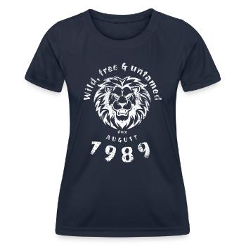 35. Geburtstag Wild, free & untamed since 08/1989 - Frauen Funktions-T-Shirt - Navy - Vorne - AI Model Female 172 light (172cm)