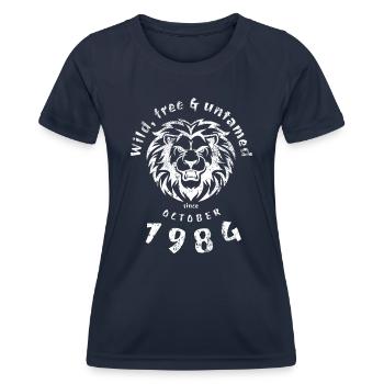 40. Geburtstag Wild, free & untamed since 10/1984 - Frauen Funktions-T-Shirt - Navy - Vorne - AI Model Female 172 light (172cm)