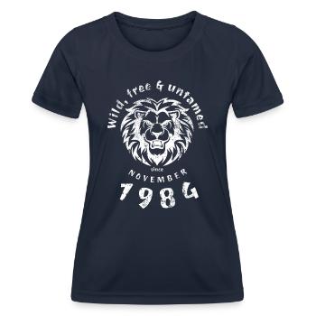 40. Geburtstag Wild, free & untamed since 11/1984 - Frauen Funktions-T-Shirt - Navy - Vorne - AI Model Female 172 light (172cm)