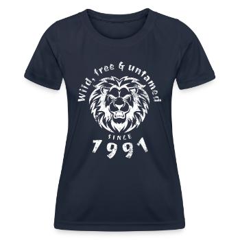 33. Birthday Wild, free & untamed since 1991 - Women's Functional T-Shirt - navy - Front - AI Model Female 172 light (172cm)